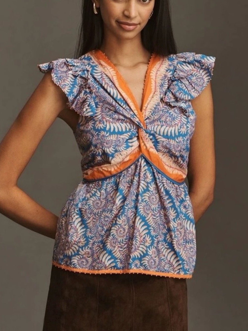 Farm Rio For Anthropologie Twist-Front Blouse